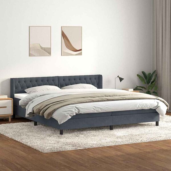 vidaXL Box spring postel s matrac&iacute; tmavě &scaron;ed&aacute; 180x220 cm samet