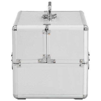 vidaXL Kosmetický kufřík 22 x 30 x 21 cm stříbrný hliník