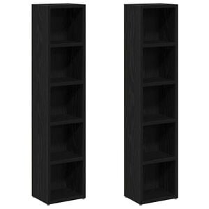 vidaXL Skř&iacute;ňky na CD 2 ks Čern&yacute; dub 21x16x93,5 cm Dřevěn&eacute; konstrukce