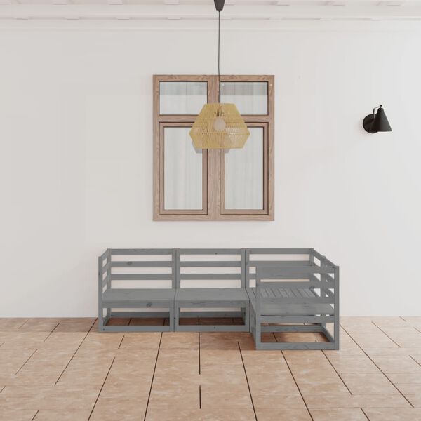 vidaXL 4dílná zahradní sedací souprava šedá masivní borovice