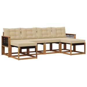 vidaXL Venkovn&iacute; pohovkov&aacute; souprava 6 pcs Přirozen&aacute; a B&eacute;žov&aacute;