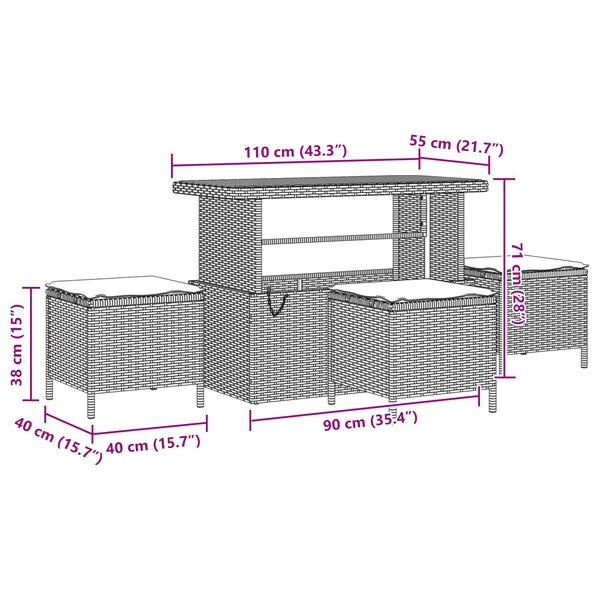 vidaXL Sada zahradn&iacute;ch pohovek s pol&scaron;t&aacute;řem s &uacute;loži&scaron;těm 14 pcs Čern&aacute;