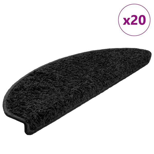 vidaXL Schodov&eacute; rohože 20 ks 65 x 21 x 4 cm čern&eacute;, půlkulat&eacute;, velk&eacute;