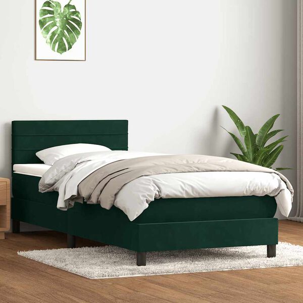 vidaXL Box spring postel s matrac&iacute; tmavě zelen&aacute; 80x220 cm samet