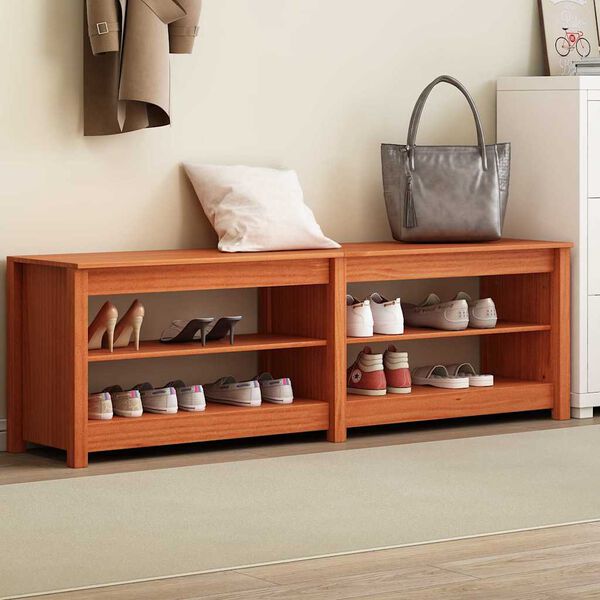 vidaXL Lavička na boty s polic&iacute; Voskově hněd&aacute; 160 x 36,5 x 50 cm