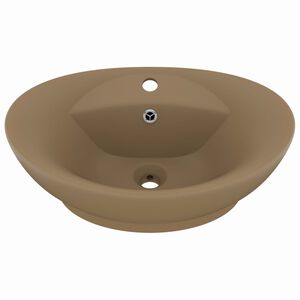vidaXL Luxusn&iacute; umyvadlo přepad ov&aacute;ln&eacute; matn&eacute; kr&eacute;mov&eacute; 58,5x39cm keramika