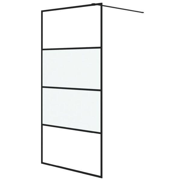 vidaXL Sprchov&aacute; z&aacute;stěna walk-in čern&aacute; 100x195 cm napůl ml&eacute;čn&eacute; ESG sklo