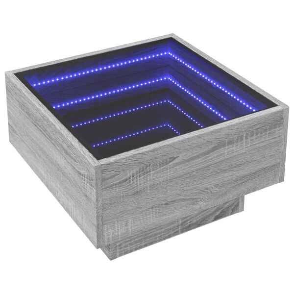 vidaXL Konferenčn&iacute; stolek s LED &scaron;ed&yacute; sonoma 50 x 50 x 30 cm kompozit