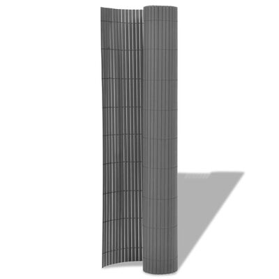 vidaXL Oboustranný zahradní plot PVC 90 x 500 cm šedý