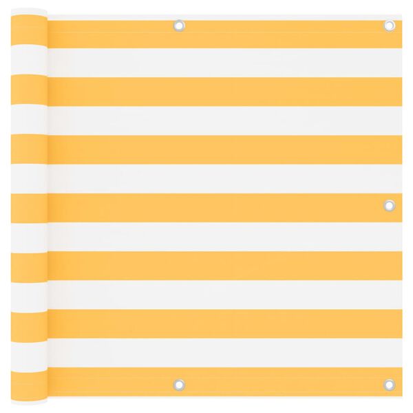 vidaXL Balk&oacute;nov&aacute; z&aacute;stěna b&iacute;l&aacute; a žlut&aacute; 90 x 300 cm oxfordsk&aacute; l&aacute;tka