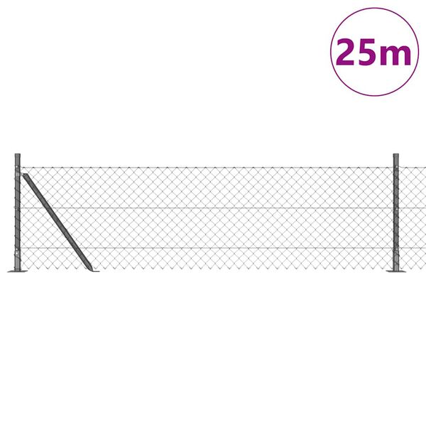 vidaXL Plotov&yacute; sloupek. &Scaron;ed&aacute; 25 x 0,6 m (40 x 40 mm s&iacute;ť) Ocel a PVC