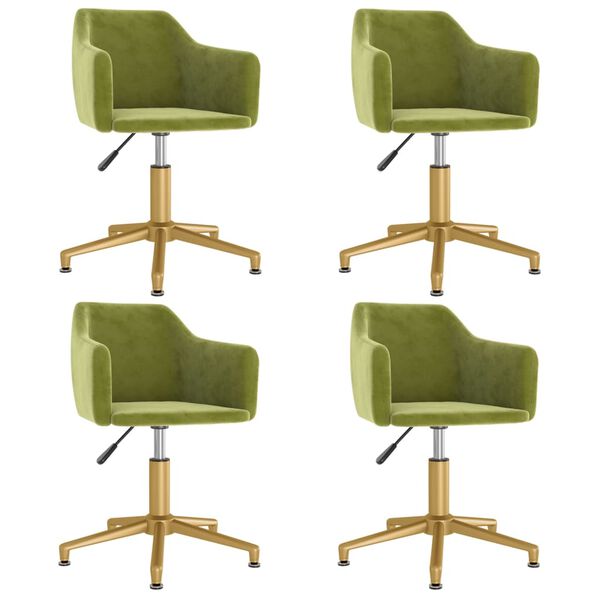vidaXL Otočn&eacute; j&iacute;deln&iacute; židle 4 ks světle zelen&eacute; samet