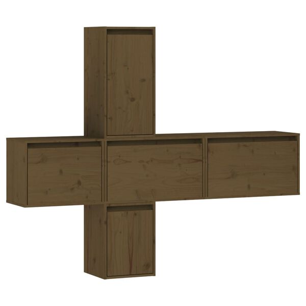 vidaXL TV skř&iacute;ňky 5 ks medově hněd&eacute; masivn&iacute; borov&eacute; dřevo