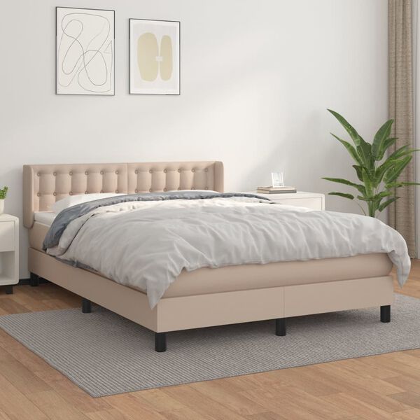 vidaXL Box spring postel s matrac&iacute; cappuccino 140x200 cm uměl&aacute; kůže
