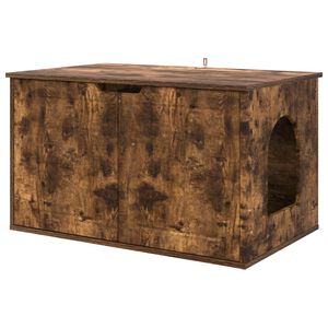 vidaXL Kočič&iacute; dům Kouřov&yacute; dub 85 x 55 x 50,5 cm Kompozitn&iacute; dřevo