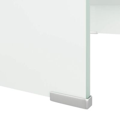 vidaXL TV stolek / podstavec na monitor bílé sklo 70x30x13 cm