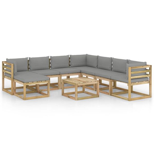 vidaXL 9d&iacute;ln&aacute; zahradn&iacute; sedac&iacute; souprava a podu&scaron;ky impregnovan&aacute; borovice