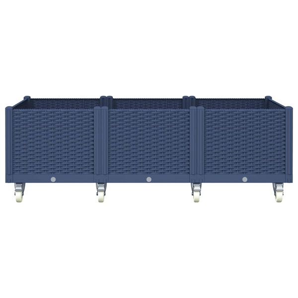 vidaXL Zahradn&iacute; truhl&iacute;k na kolečk&aacute;ch modr&aacute; &scaron;ed&aacute; 150 x 80 x 54 cm PP