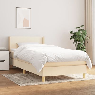 vidaXL Box spring postel s matrací krémová 100 x 200 cm textil