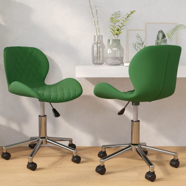 vidaXL Otočn&eacute; j&iacute;deln&iacute; židle 2 ks tmavě zelen&eacute; samet