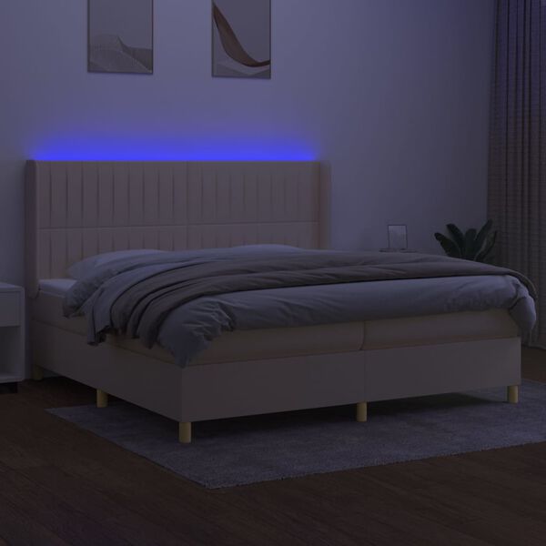 vidaXL Box spring postel s matrac&iacute; a LED kr&eacute;mov&aacute; 200x200 cm textil