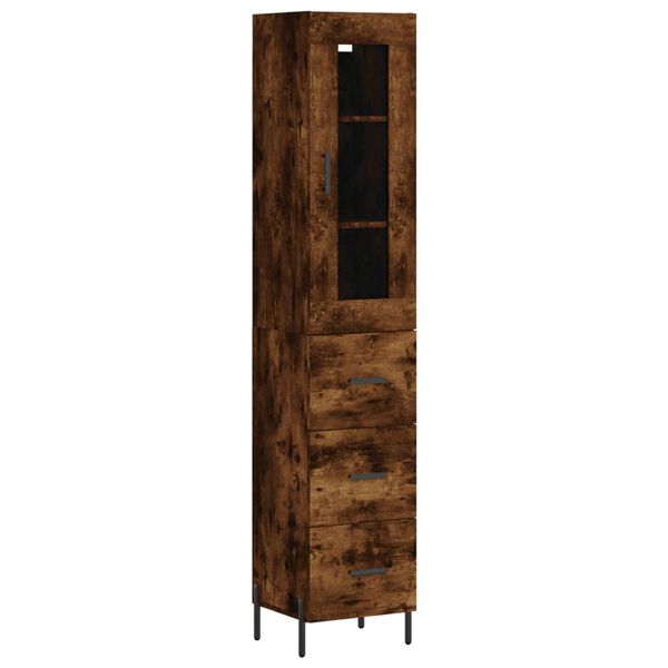 vidaXL Skř&iacute;ň highboard kouřov&yacute; dub 34,5 x 34 x 180 cm kompozitn&iacute; dřevo