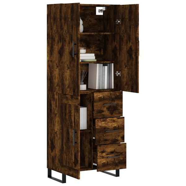 vidaXL Skř&iacute;ň highboard kouřov&yacute; dub 69,5 x 34 x 180 cm kompozitn&iacute; dřevo