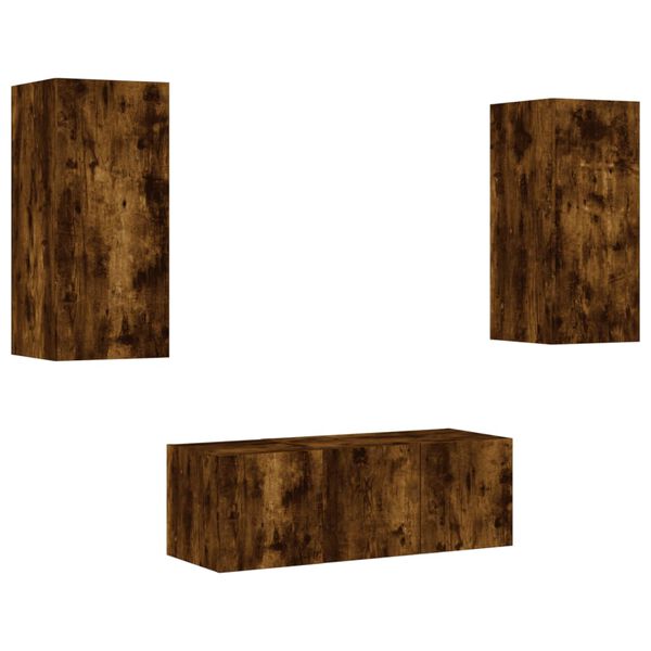 vidaXL 4d&iacute;ln&aacute; ob&yacute;vac&iacute; stěna s LED kouřov&yacute; dub kompozitn&iacute; dřevo