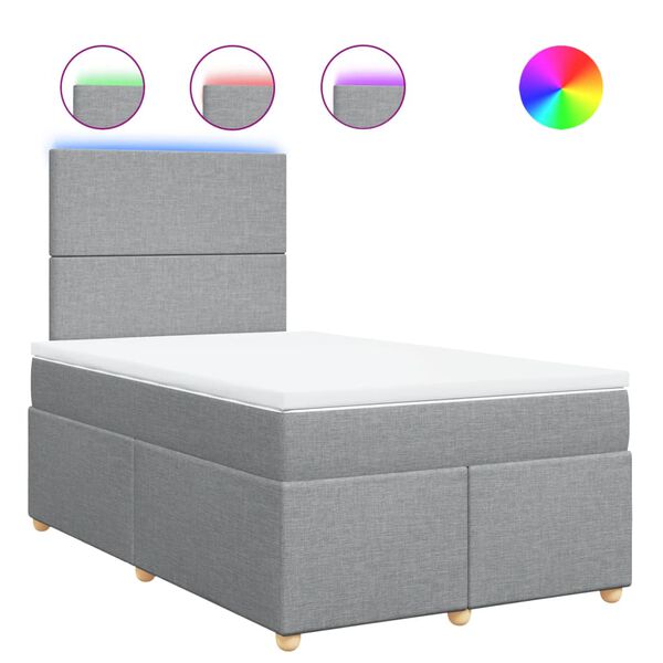 vidaXL Box spring postel s matrac&iacute; světle &scaron;ed&aacute; 120 x 200 cm textil