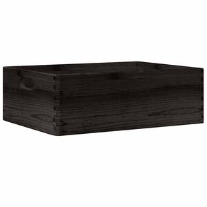 vidaXL Dřevěn&aacute; box s &uacute;chytkami čern&aacute; 40x30x13 cm masivn&iacute; borov&eacute; dřevo