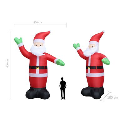 vidaXL Vánoční nafukovací Santa Claus LED IP20 600 cm XXL