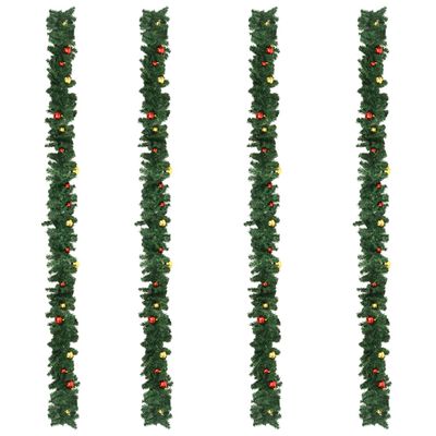 vidaXL Vánoční girlandy 4 ks s baňkami zelené 270 cm PVC