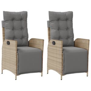 vidaXL Polohovac&iacute; zahradn&iacute; křesla 2ks s podnožkou mix b&eacute;žov&eacute; polyratan