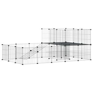 vidaXL 36panelov&aacute; ohr&aacute;dka pro zv&iacute;řata s dv&iacute;řky čern&aacute; 175 x 105 x 70 cm ocel
