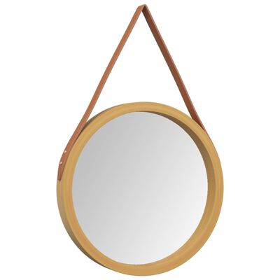 vidaXL Nástěnné zrcadlo s popruhem zlaté Ø 35 cm