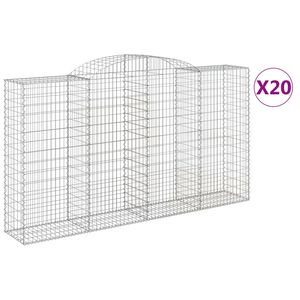 vidaXL Klenut&eacute; gabionov&eacute; ko&scaron;e 20ks 300x50x160/180cm pozinkovan&eacute; železo