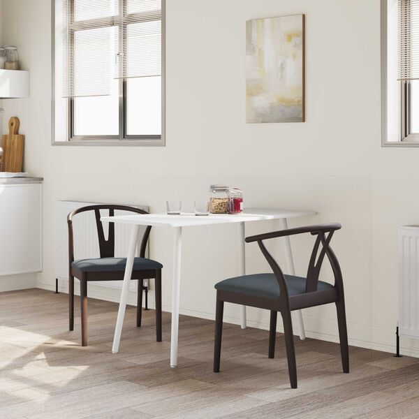 vidaXL J&iacute;deln&iacute; židle 2 pcs Světle hněd&aacute; a čern&aacute; Masivn&iacute; gumov&eacute; dřevo