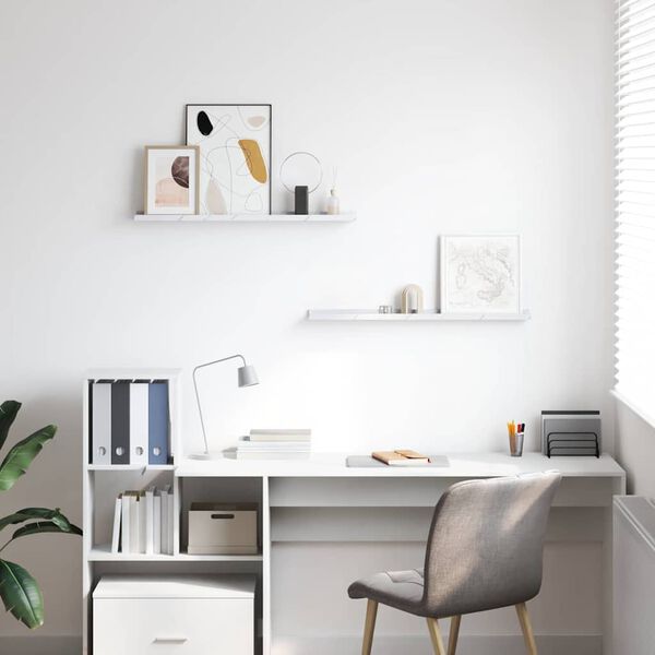 vidaXL N&aacute;stěnn&aacute; polička s polic&iacute; 2 pcs B&iacute;l&yacute; mramor 80 x 9 x 3 cm