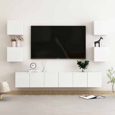 vidaXL 7dílný set TV skříněk bílý s vysokým leskem dřevotříska
