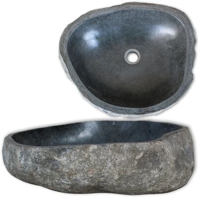 vidaXL Umyvadlo z říčního kamene oválné 46–52 cm