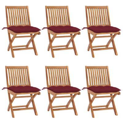 vidaXL Skládací zahradní židle s poduškami 6 ks masivní teakové dřevo