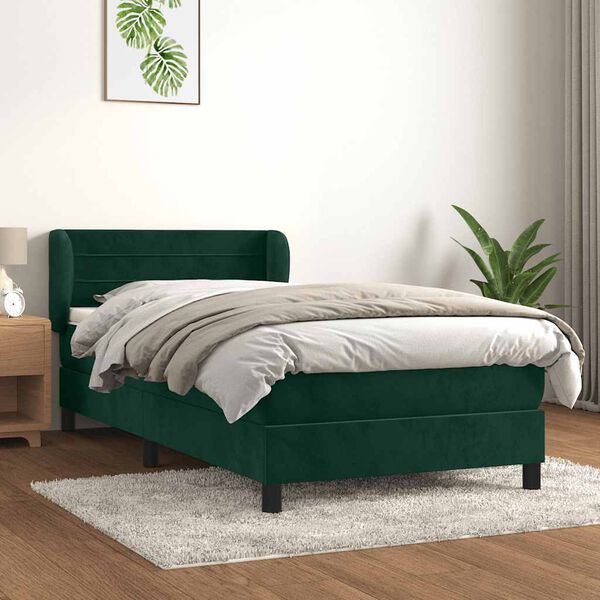 vidaXL Box spring postel s matrac&iacute; tmavě zelen&aacute; 80 x 200 cm samet