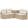 vidaXL Set pohovek 5 ks Beige a kr&eacute;mov&aacute; b&iacute;l&aacute; Poly ratan a ocel