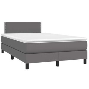 vidaXL Box spring postel s matrac&iacute; &scaron;ed&aacute; 120x190 cm uměl&aacute; kůže