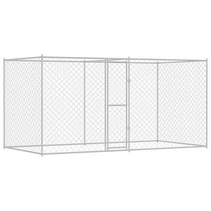 vidaXL Klec pro psa Stř&iacute;brn&aacute; 400 x 200 x 200 cm Pozinkovan&aacute; ocel