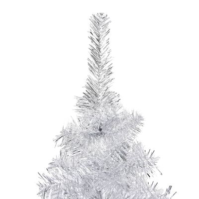vidaXL Vánoční stromek s LED osvětlením a stojanem stříbrný 150 cm PET
