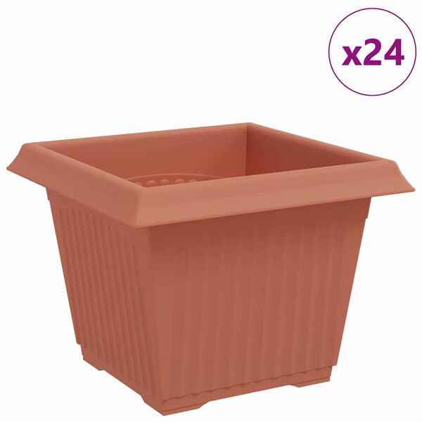 vidaXL Čtvercov&yacute; květin&aacute;č 24 pcs Cihlově červen&aacute; 23 x 23 x 17,5 cm