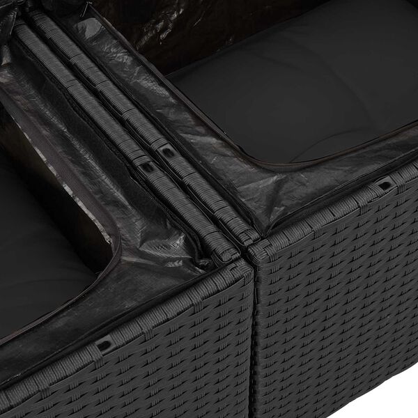 vidaXL Sada zahradn&iacute;ch pohovek s pol&scaron;t&aacute;řem 12 pcs Čern&aacute; Poly ratan