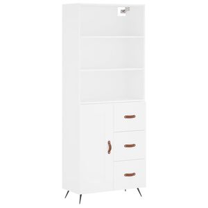 vidaXL Skř&iacute;ň highboard b&iacute;l&aacute; 69,5 x 34 x 180 cm kompozitn&iacute; dřevo