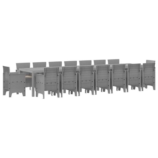 vidaXL Zahradn&iacute; j&iacute;deln&iacute; souprava s pol&scaron;t&aacute;ři 17 pcs Světle &scaron;ed&aacute; PP